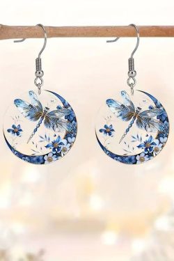 Boutique Blue Acrylic Dragonfly Drop Earrings