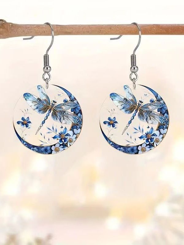 Boutique Blue Acrylic Dragonfly Drop Earrings