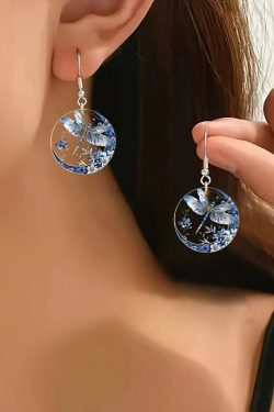 Boutique Blue Acrylic Dragonfly Drop Earrings
