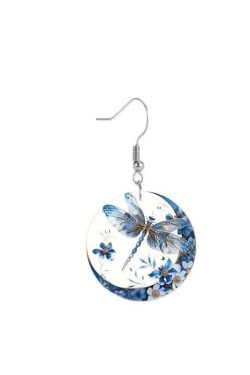 Boutique Blue Acrylic Dragonfly Drop Earrings