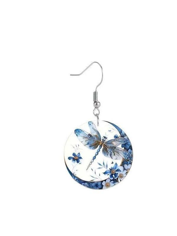 Boutique Blue Acrylic Dragonfly Drop Earrings