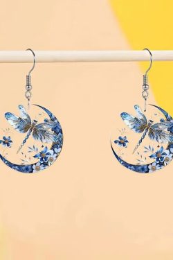 Boutique Blue Acrylic Dragonfly Drop Earrings