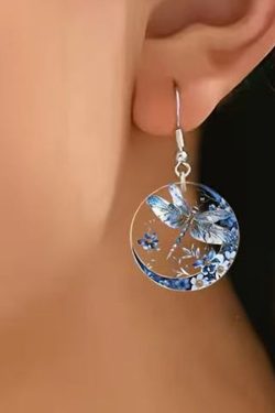 Boutique Blue Acrylic Dragonfly Drop Earrings