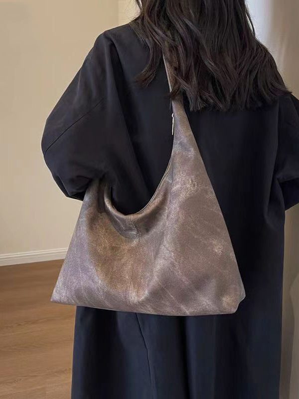 Boutique Blue Tie Dye Faux Leather Large Capacity Satchel Handbag