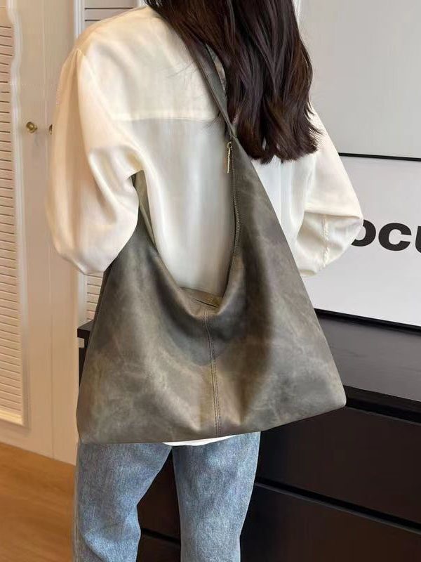 Boutique Blue Tie Dye Faux Leather Large Capacity Satchel Handbag