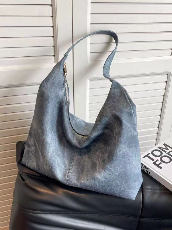 Boutique Blue Tie Dye Faux Leather Large Capacity Satchel Handbag