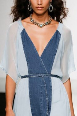 Boutique Blue V Neck Patchwork Chiffon Tea Dress Summer