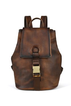 Boutique Brown Large Capacity Calf Leather Backpack Bag