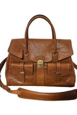 Boutique Brown Large Capacity Calf Leather Message Bag