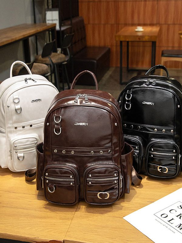 Boutique Brown Large Capacity Faux Leather Backpack Bag