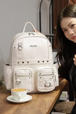 Boutique Brown Large Capacity Faux Leather Backpack Bag