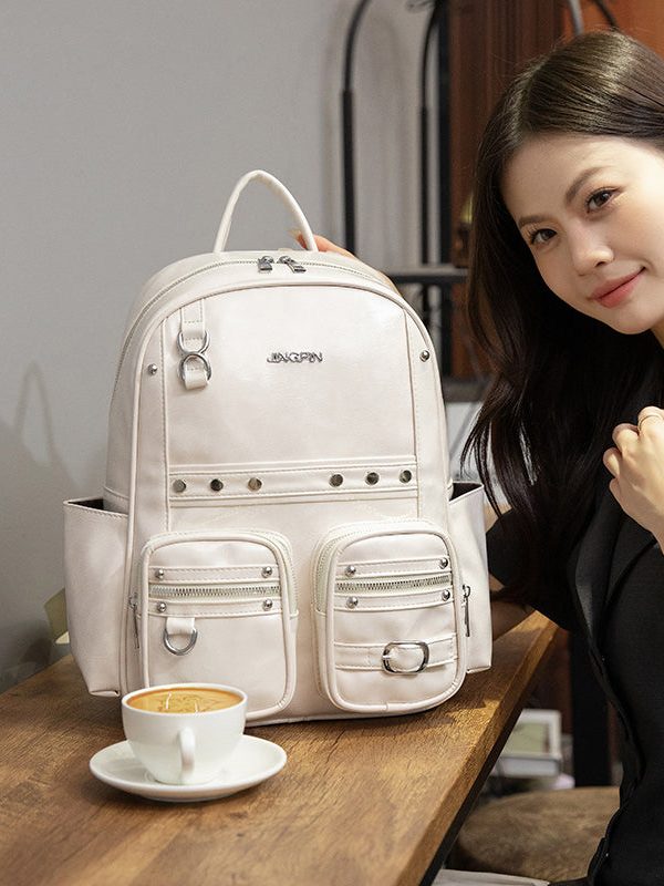 Boutique Brown Large Capacity Faux Leather Backpack Bag