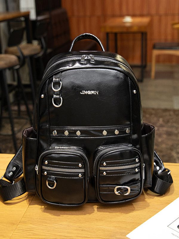 Boutique Brown Large Capacity Faux Leather Backpack Bag