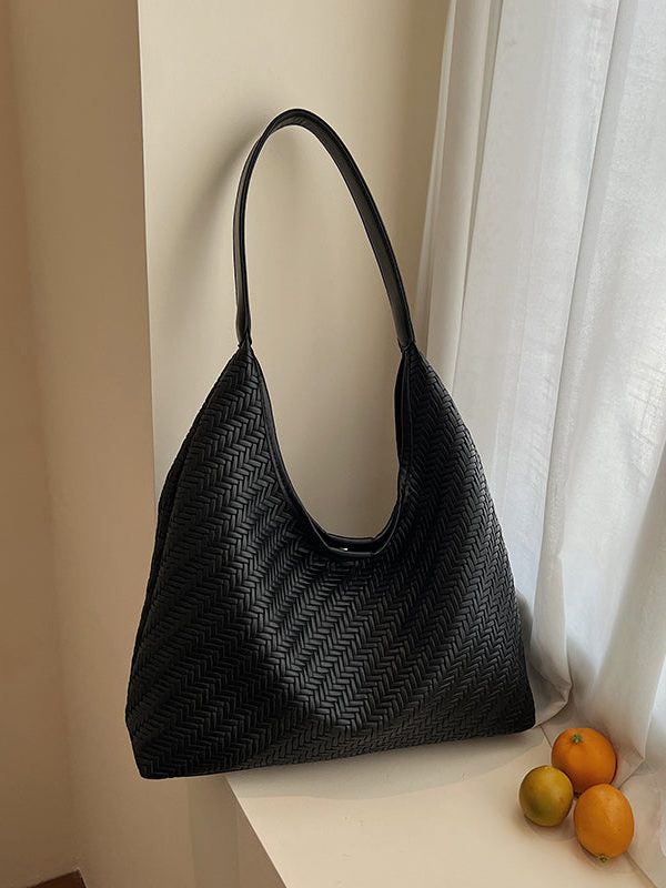 Boutique Brown Large Capacity Faux Leather Shoulder Bag