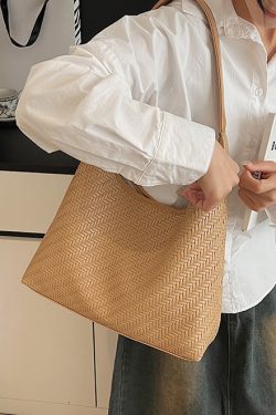 Boutique Brown Large Capacity Faux Leather Shoulder Bag