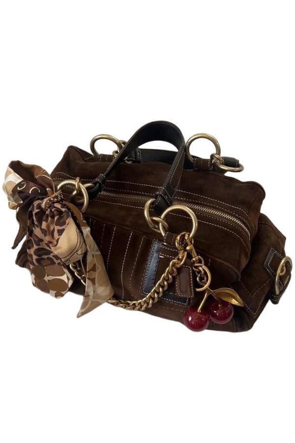 Boutique Brown Patchwork Suede Hobo Bag