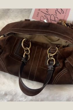 Boutique Brown Patchwork Suede Hobo Bag
