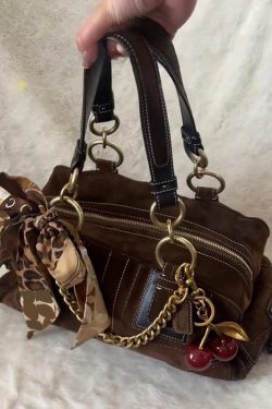 Boutique Brown Patchwork Suede Hobo Bag