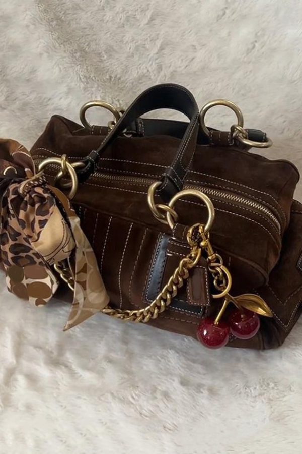 Boutique Brown Patchwork Suede Hobo Bag