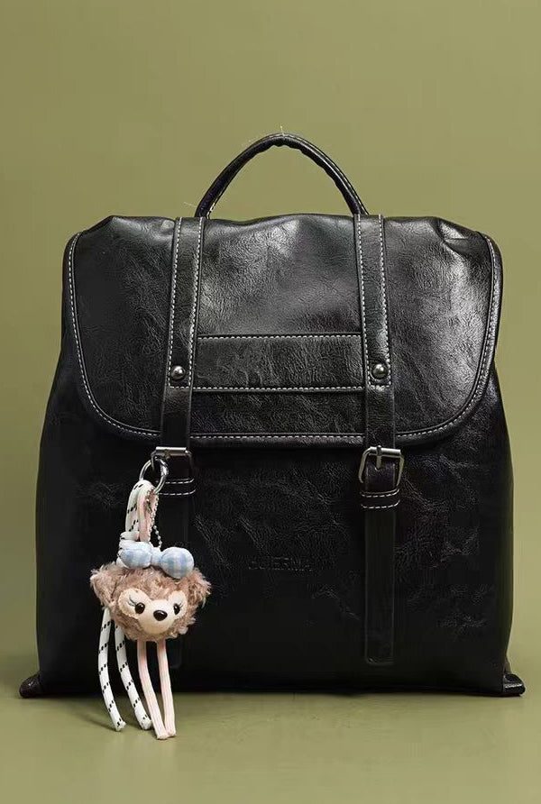 Boutique Brown Solid Durable Large Capacity Faux Leather Backpack Bag