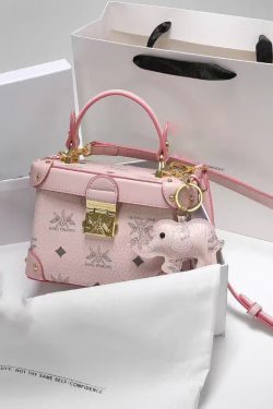 Boutique Brown White Solid Durable Calf Leather Mini Bag