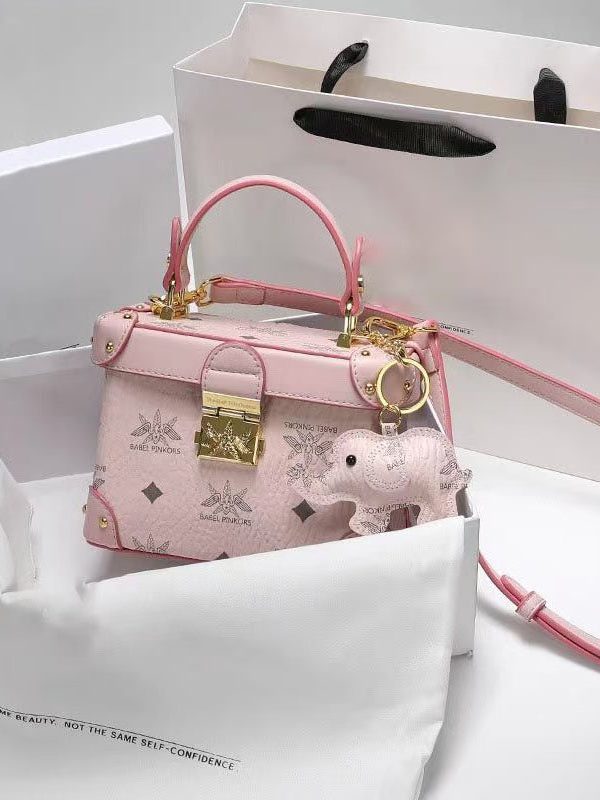 Boutique Brown White Solid Durable Calf Leather Mini Bag