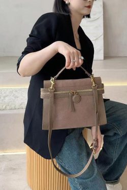 Boutique Brown Zippered Faux Leather Messenger Bag