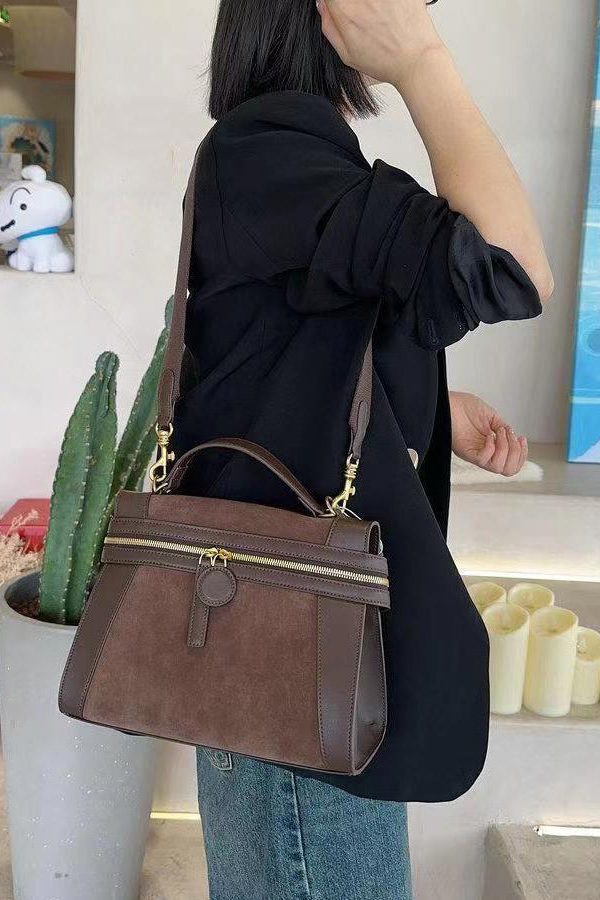 Boutique Brown Zippered Faux Leather Messenger Bag