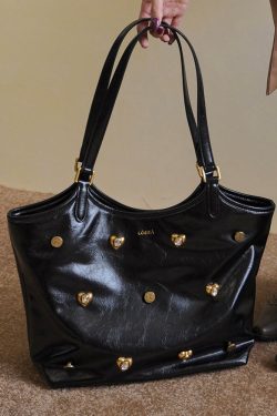 Boutique Chocolate Zircon Large Capacity Faux Leather Satchel Handbag