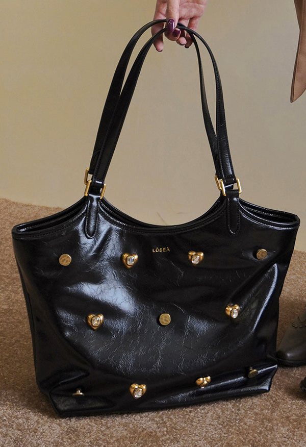 Boutique Chocolate Zircon Large Capacity Faux Leather Satchel Handbag