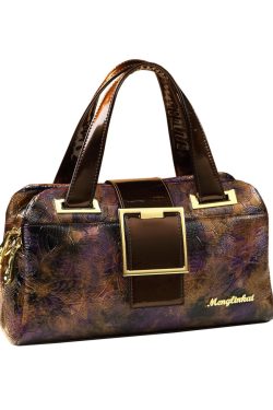 Boutique Coffee Purple Embossed Durable Calf Leather Tote Handbag