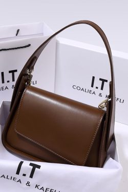Boutique Coffee Versatile Calf Leather Satchel Handbag