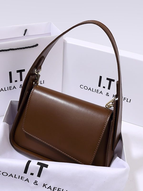 Boutique Coffee Versatile Calf Leather Satchel Handbag