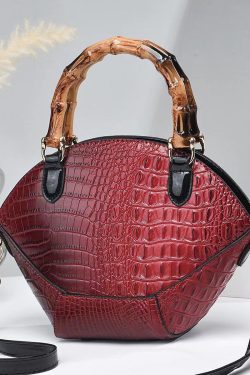 Boutique Green Embossed Splicing Faux Leather Tote Handbag