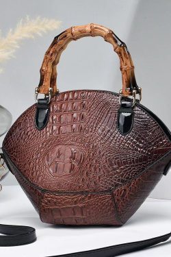 Boutique Green Embossed Splicing Faux Leather Tote Handbag