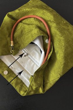 Boutique Green Jacquard Silk Vintage Satchel Handbag