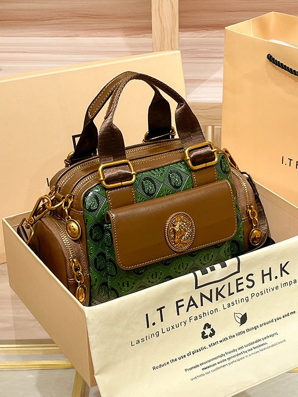 Boutique Green Solid Durable Calf Leather Tote Bag