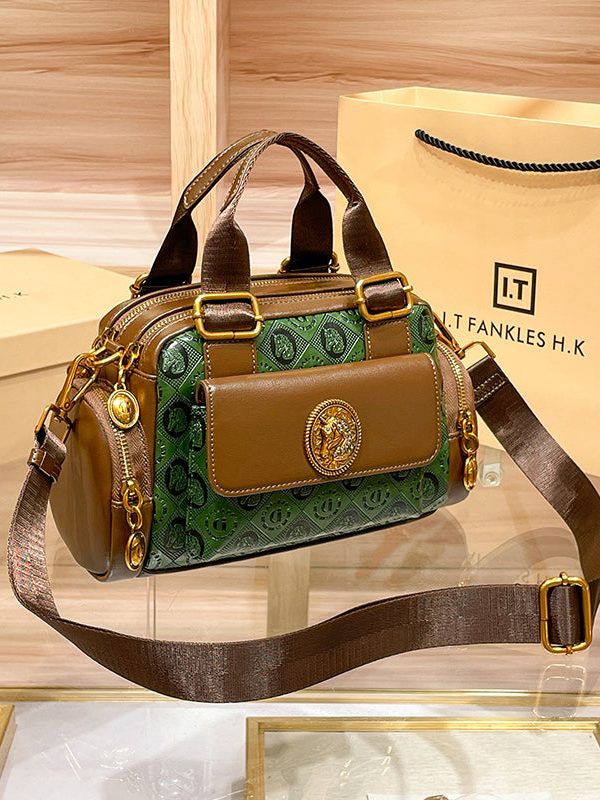 Boutique Green Solid Durable Calf Leather Tote Bag