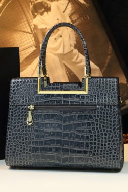 Boutique Grey Zircon Large Capacity Faux Leather Tote Handbag