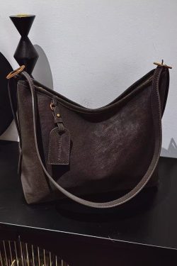Boutique Khaki Pendant Solid Durable Fine Suede Messenger Bag