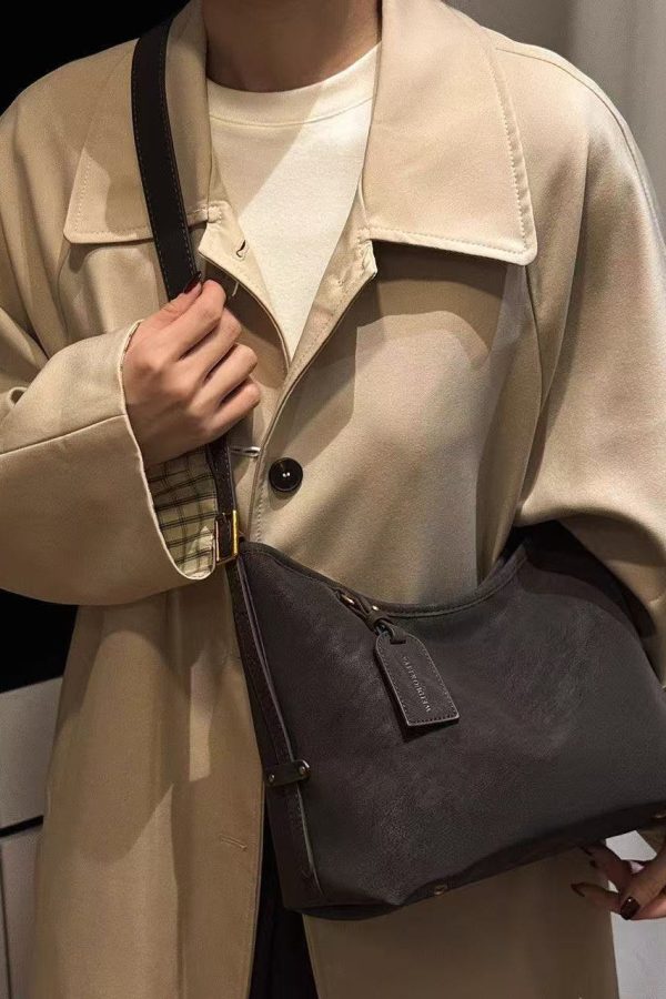 Boutique Khaki Pendant Solid Durable Fine Suede Messenger Bag