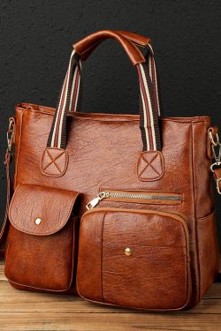 Boutique Mulberry Pockets Large Capacity Faux Leather Tote Handbag