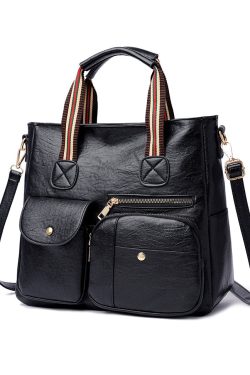 Boutique Mulberry Pockets Large Capacity Faux Leather Tote Handbag