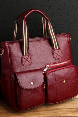 Boutique Mulberry Pockets Large Capacity Faux Leather Tote Handbag