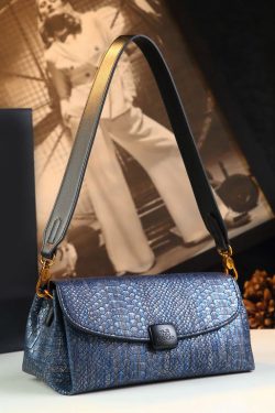 Boutique Navy Serpentine Durable CrossBody Satchel Handbag