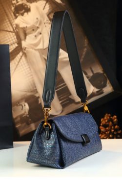Boutique Navy Serpentine Durable CrossBody Satchel Handbag