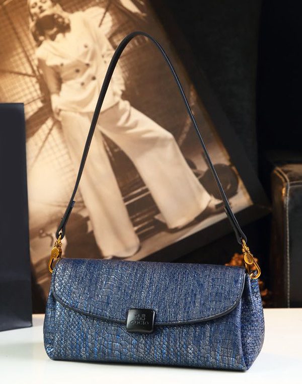 Boutique Navy Serpentine Durable CrossBody Satchel Handbag