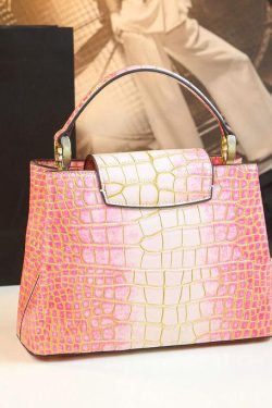 Boutique Pink Gradient Embossed Calf Leather Tote Handbag