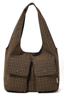 Boutique Plaid Pockets Canvas Large Capacity Shoulder Bag