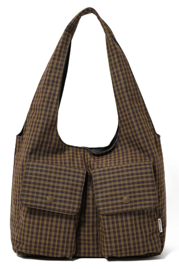Boutique Plaid Pockets Canvas Large Capacity Shoulder Bag